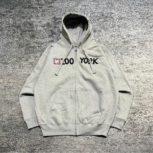 Zoo York Zip Up Hoodie‎ Medium Gray Vintage Y2K Grunge Skater Sweatshirt - NEW